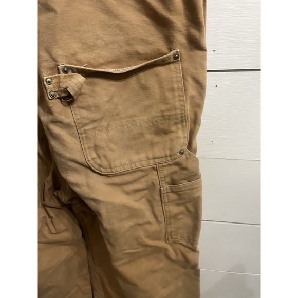 Carhartt R01 BRN Duck Bib Overalls Mens 44x30 Brown Unlined Double Knee USA VTG. - Picture 8 of 12